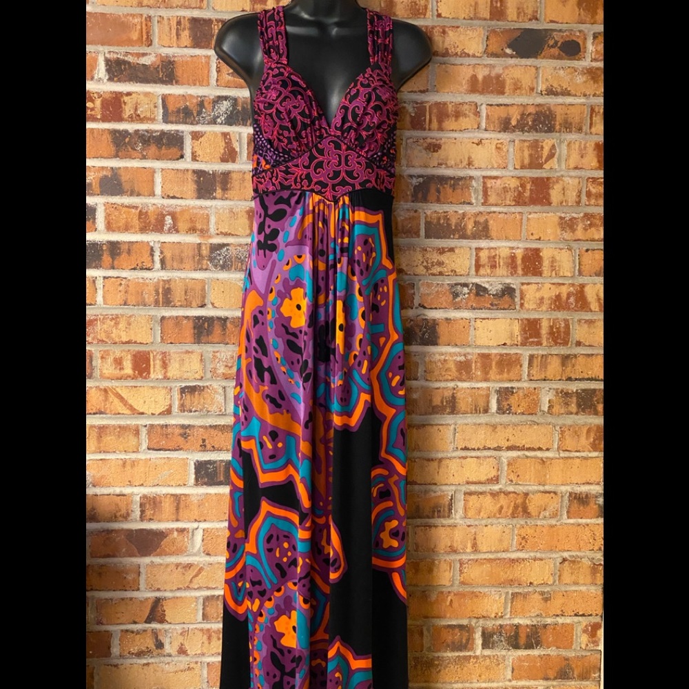 NWT Hale Bob Maxi Multicolor Sleeveless Dress